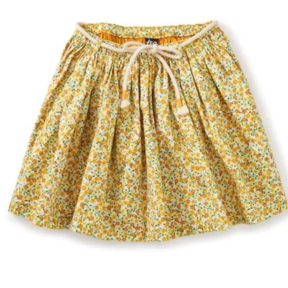 Tea Collection Yellow Floral Rope Belted Skirt